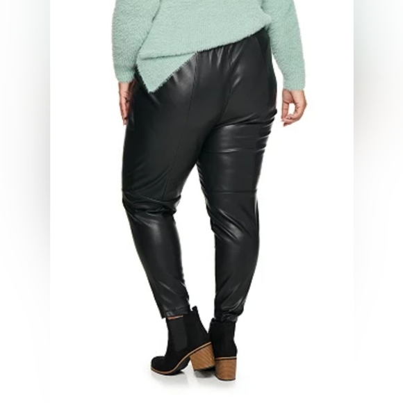 Sonoma x Denise Bidot Vegan Leather Leggings Plus Size 3X Black Pants Faux Moto - Picture 3 of 14